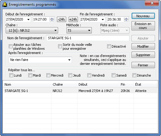 Modifier enregistrement