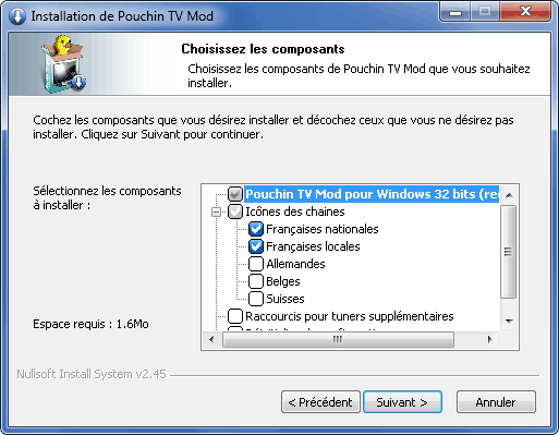 Installation : choix des composants